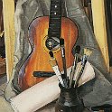 Still life with guitar 1977 oil on canvas 73x76